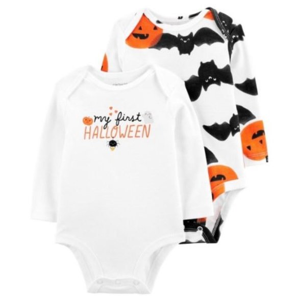 Carter's Other - My First Halloween 2 Bodysuits Carters Long Sleeve Tee 1st Top Boys Girls 18M